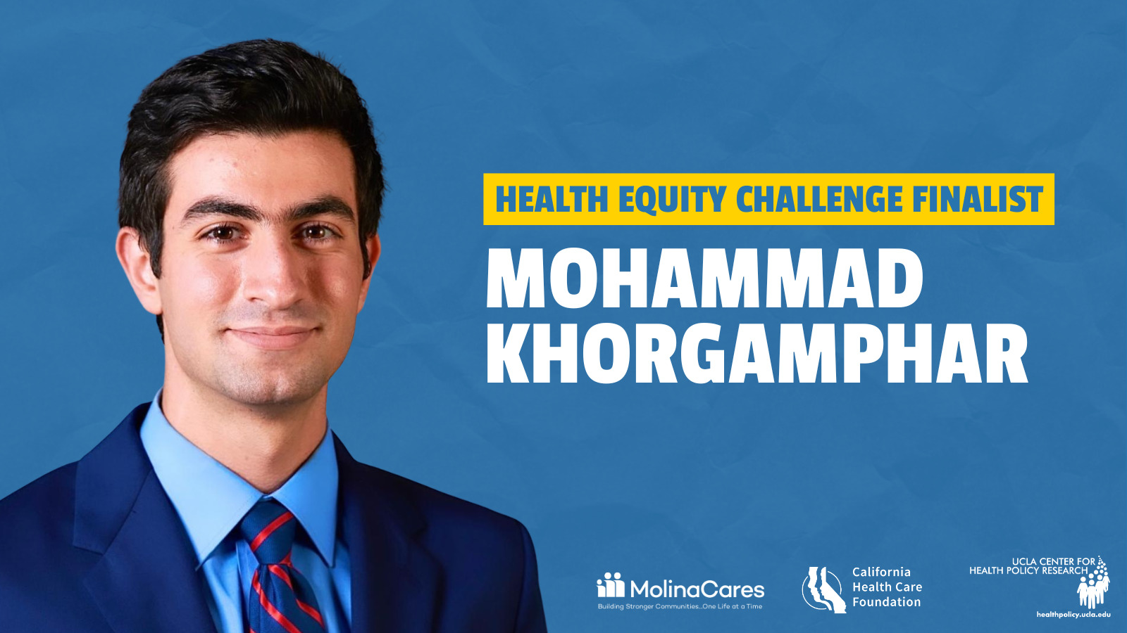 Mohammad Khorgamphar photo with health equity challenge banner